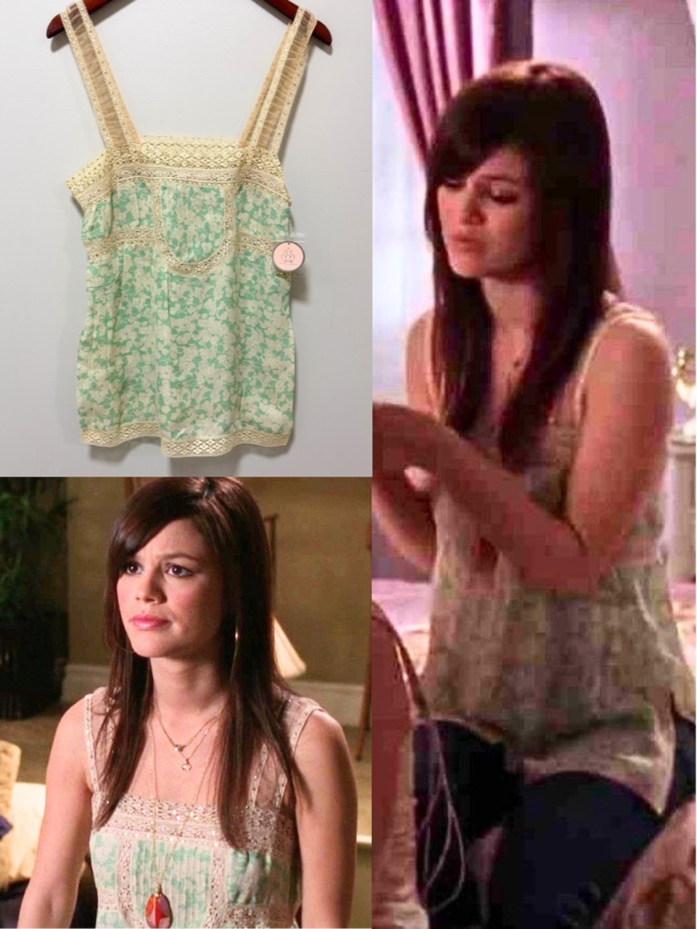 ASO Summer Roberts in The O.C. Flowy Mint Floral Lace Camisole NWT